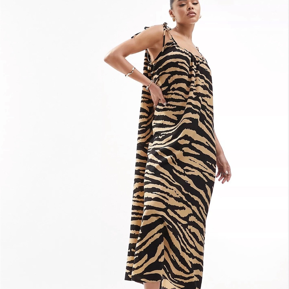 ASOS Design Tie strap Maxi dress - animal print